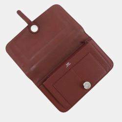 Hermes Burgundy Taurillon Clemence Leather Dogon Wallet