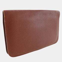 Hermes Burgundy Taurillon Clemence Leather Dogon Wallet