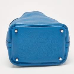 Hermes Bleu Zellige Taurillon Clemence Leather Picotin Lock 18 Bag