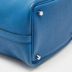 Hermes Bleu Zellige Taurillon Clemence Leather Picotin Lock 18 Bag