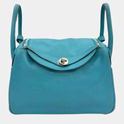 Hermes Turquoise Swift Lindy 30 Handbag