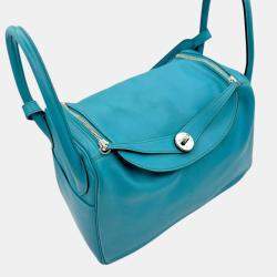 Hermes Turquoise Swift Lindy 30 Handbag