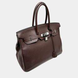 Hermes Burgundy Taurillon Clemence Birkin 35 Handbag