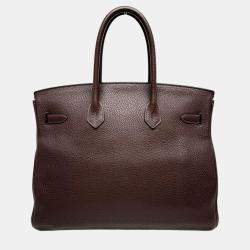 Hermes Burgundy Taurillon Clemence Birkin 35 Handbag