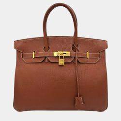 Hermes Noisette Fjord Birkin 35 Handbag