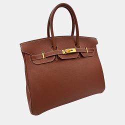 Hermes Noisette Fjord Birkin 35 Handbag