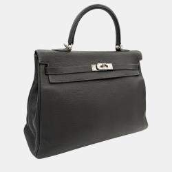 Hermes Graphite Taurillon Clemence Kelly 35 Handbag