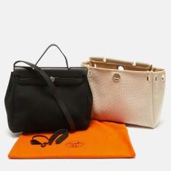 Pre Owned Hermes Natural/Noir Toile and  Vache Hunter 2in1 Herbag Zip 31 Bag