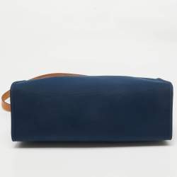 Pre Owned Hermes Bleu De Malte/Natural Toile and Vache Hunter Herbag Zip 39 Bag