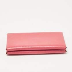 Hermès Rose Azalee Chevre Mysore Leather Calvi Card Holder