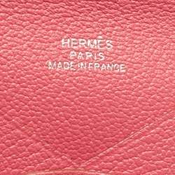 Hermès Rose Azalee Chevre Mysore Leather Calvi Card Holder