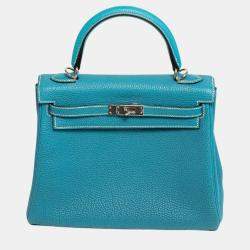 Hermes Kelly 25 bleu jean with PHW bag