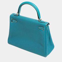 Hermes Kelly 25 bleu jean with PHW bag