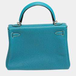 Hermes Kelly 25 bleu jean with PHW bag
