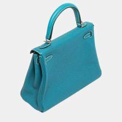 Hermes Kelly 25 bleu jean with PHW bag