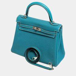 Hermes Kelly 25 bleu jean with PHW bag