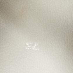 Pre Owned Hermes Pearl Grey Taurillon Clemence Leather Picotin Lock 22 Bag