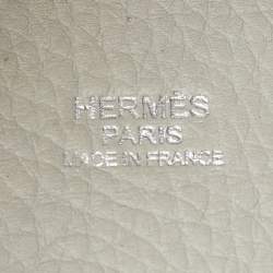 Pre Owned Hermes Pearl Grey Taurillon Clemence Leather Picotin Lock 22 Bag