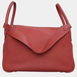 Pre Owned Hermes Rose Jaipur Clemence Leather Lindy 34 Bag