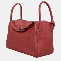 Pre Owned Hermes Rose Jaipur Clemence Leather Lindy 34 Bag