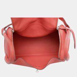 Pre Owned Hermes Rose Jaipur Clemence Leather Lindy 34 Bag