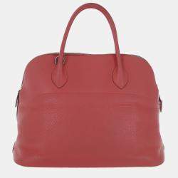 Hermes Rose Jaipur Clemence Leather Bolide 35 Bag