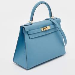 Pre Owned Hermès Blue Du Nord Epsom Leather Gold Finish Kelly Sellier 28 Bag