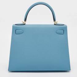 Pre Owned Hermès Blue Du Nord Epsom Leather Gold Finish Kelly Sellier 28 Bag