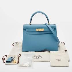 Pre Owned Hermès Blue Du Nord Epsom Leather Gold Finish Kelly Sellier 28 Bag