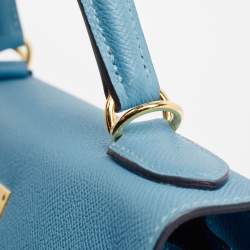 Pre Owned Hermès Blue Du Nord Epsom Leather Gold Finish Kelly Sellier 28 Bag