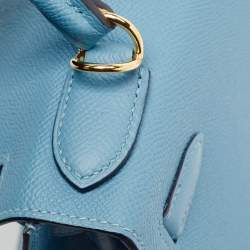 Pre Owned Hermès Blue Du Nord Epsom Leather Gold Finish Kelly Sellier 28 Bag
