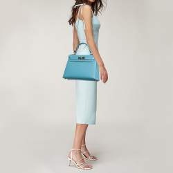 Pre Owned Hermès Blue Du Nord Epsom Leather Gold Finish Kelly Sellier 28 Bag
