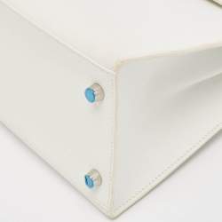 Pre Owned Hermes Blanc Epsom Leather Palladium Finish Kelly Sellier 28 Bag