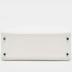 Pre Owned Hermes Blanc Epsom Leather Palladium Finish Kelly Sellier 28 Bag