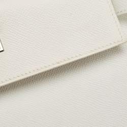 Pre Owned Hermes Blanc Epsom Leather Palladium Finish Kelly Sellier 28 Bag
