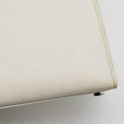 Pre Owned Hermes Blanc Epsom Leather Palladium Finish Kelly Sellier 28 Bag