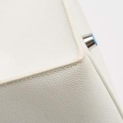 Pre Owned Hermes Blanc Epsom Leather Palladium Finish Kelly Sellier 28 Bag