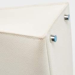Pre Owned Hermes Blanc Epsom Leather Palladium Finish Kelly Sellier 28 Bag