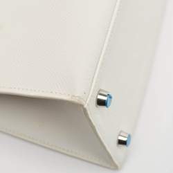 Pre Owned Hermes Blanc Epsom Leather Palladium Finish Kelly Sellier 28 Bag