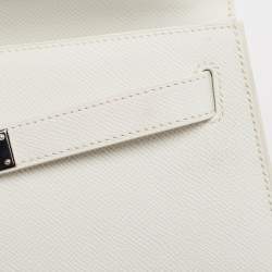 Pre Owned Hermes Blanc Epsom Leather Palladium Finish Kelly Sellier 28 Bag