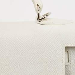 Pre Owned Hermes Blanc Epsom Leather Palladium Finish Kelly Sellier 28 Bag