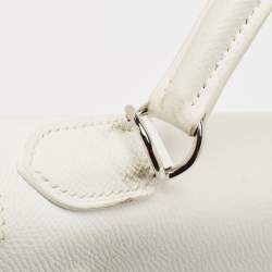 Pre Owned Hermes Blanc Epsom Leather Palladium Finish Kelly Sellier 28 Bag