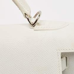 Pre Owned Hermes Blanc Epsom Leather Palladium Finish Kelly Sellier 28 Bag