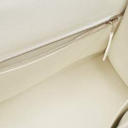 Pre Owned Hermes Blanc Epsom Leather Palladium Finish Kelly Sellier 28 Bag