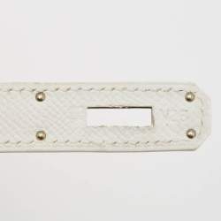 Pre Owned Hermes Blanc Epsom Leather Palladium Finish Kelly Sellier 28 Bag