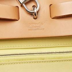 Pre Owned Hermes Lime/Natural Toile and Vache Hunter Herbag Zip 31 Bag