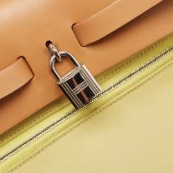 Pre Owned Hermes Lime/Natural Toile and Vache Hunter Herbag Zip 31 Bag