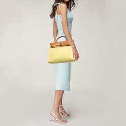 Pre Owned Hermes Lime/Natural Toile and Vache Hunter Herbag Zip 31 Bag
