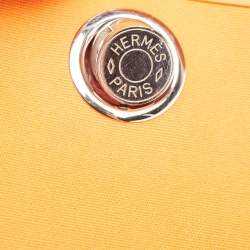 Pre Owned Hermes Orange/Natural Toile and Vache Hunter Leather Herbag Zip 39 Bag