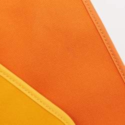 Pre Owned Hermes Orange/Natural Toile and Vache Hunter Leather Herbag Zip 39 Bag